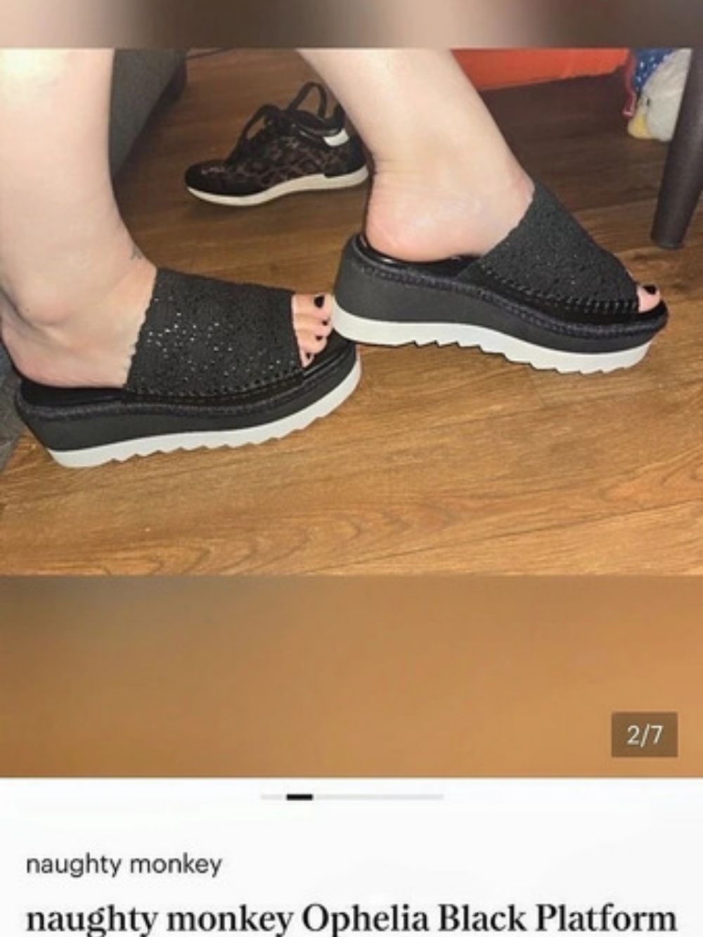 naughty monkey Ophelia Black & White Platform Slide Mules